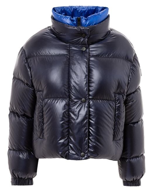 Add Blue Short Down Jacket With Contrast Collar