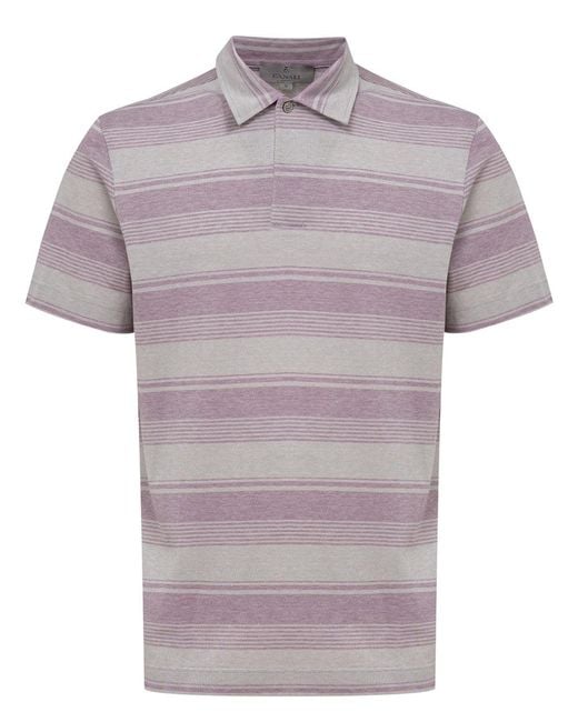 Canali Purple Striped Short Sleeve Polo for men