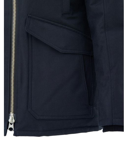 Moose Knuckles Blue Field Jacket Con Collo Pelliccia