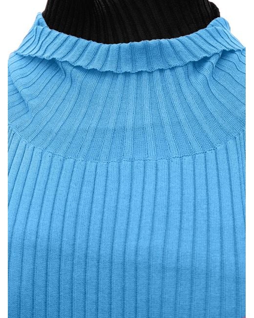 Bottega Veneta Blue Dress With Ribbed Fringes