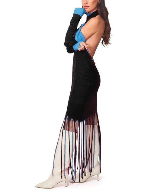 Bottega Veneta Blue Dress With Ribbed Fringes