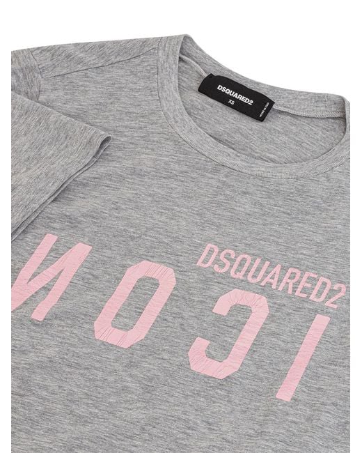 DSquared² Gray Mélange T-Shirt With Icon Logo