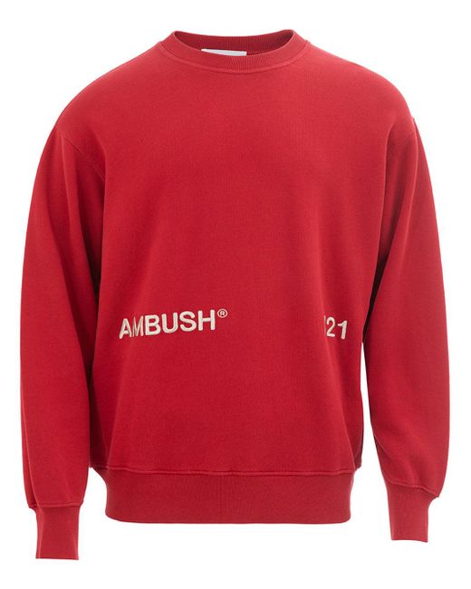 Felpa Rossa Con Logo di Ambush in Red da Uomo