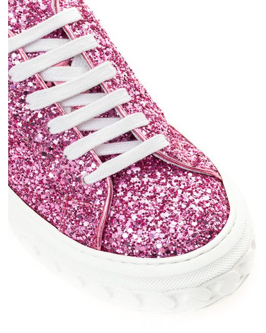 Casadei Pink Off Road Sneakers With Flowers