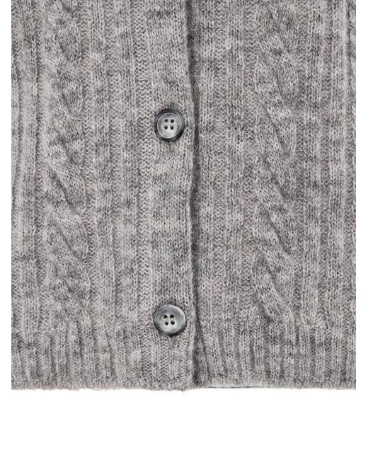 Gran Sasso Gray Cardigan Con Lavorazione Trecce
