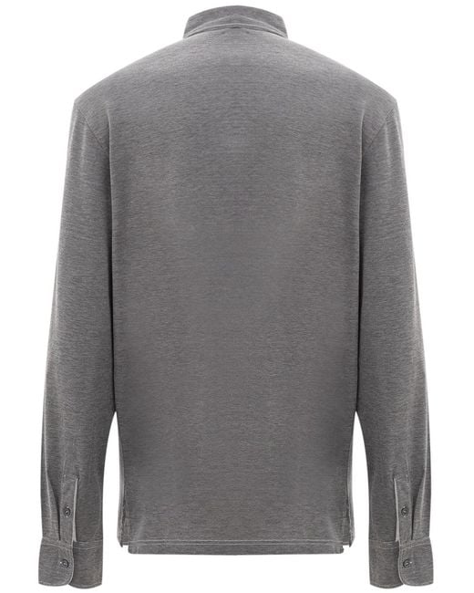 Corneliani Gray Long Sleeve Polo for men