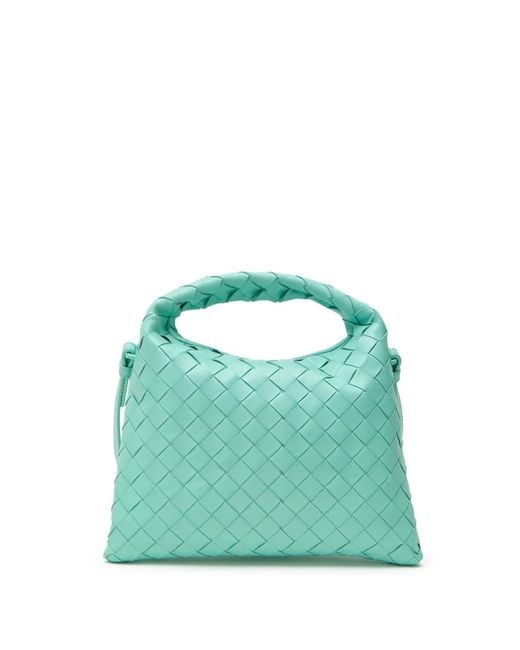 Bottega Veneta Green Mini Borsa A Spalla Hop Con Intreccio