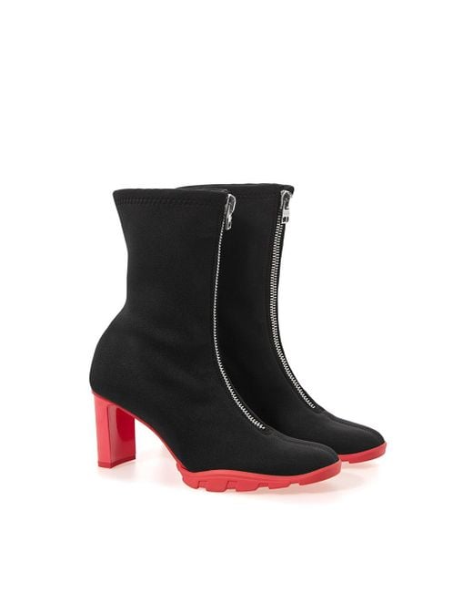 McQueen Black Neoprene Ankle Boots Heel
