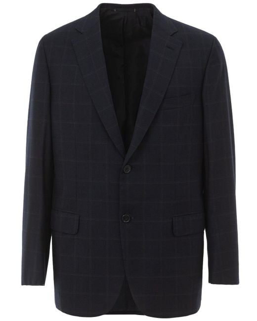 Brioni Blue 'Ravello' Single-Breasted Check Jacket for men