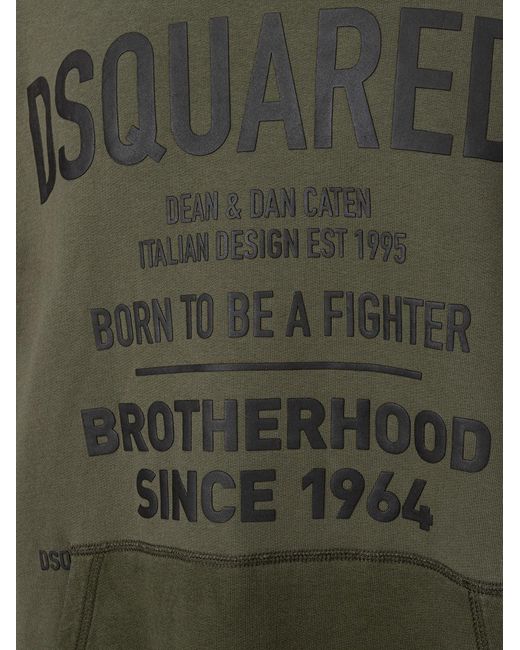 DSquared² Green Oversized Logo Sweatshirt with Kangaroo Pocket for men