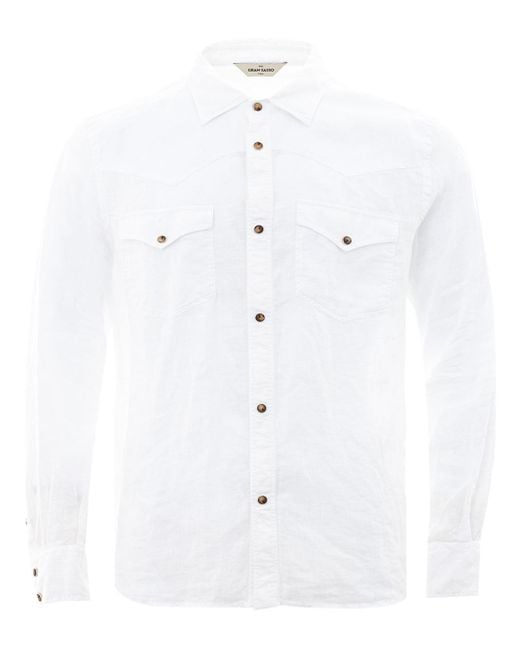 Gran Sasso White Linen Shirt for men