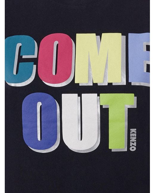 KENZO Blue Chic Come Out Print Cotton Tee for men
