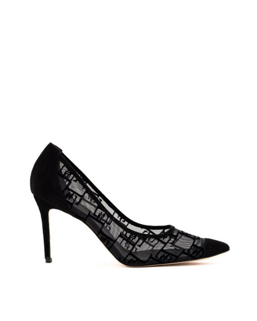 Elisabetta Franchi Black Mesh Nylon Pumps