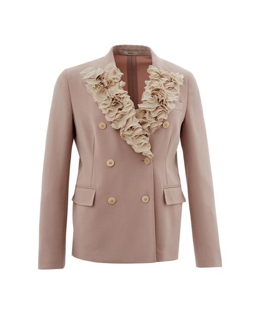 Lardini Natural Double Breast Ruffle Jacket