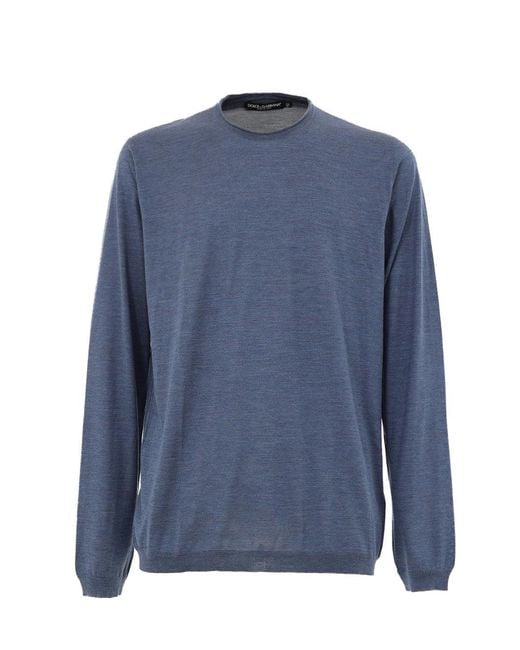 Dolce & Gabbana Blue Maglia Basic A Maniche Lunghe for men