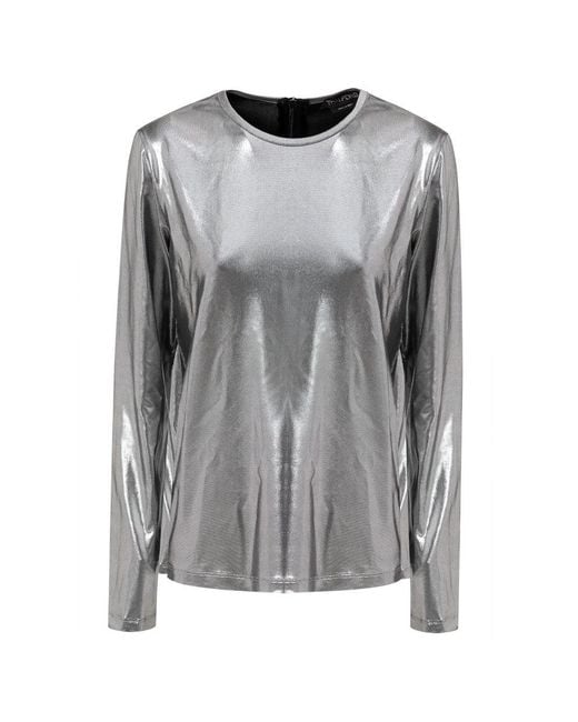 Tom Ford Gray Metallic Longsleeve Top