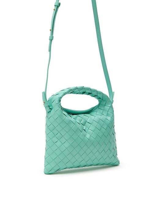 Bottega Veneta Green Mini Borsa A Spalla Hop Con Intreccio