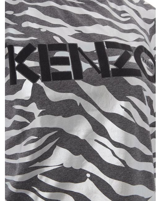KENZO White Cotton T-shirt With Metal Animalier Print Allover