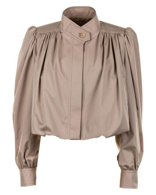 Chloé Cropped Cotton Gabardine Jacket in Natural | Lyst