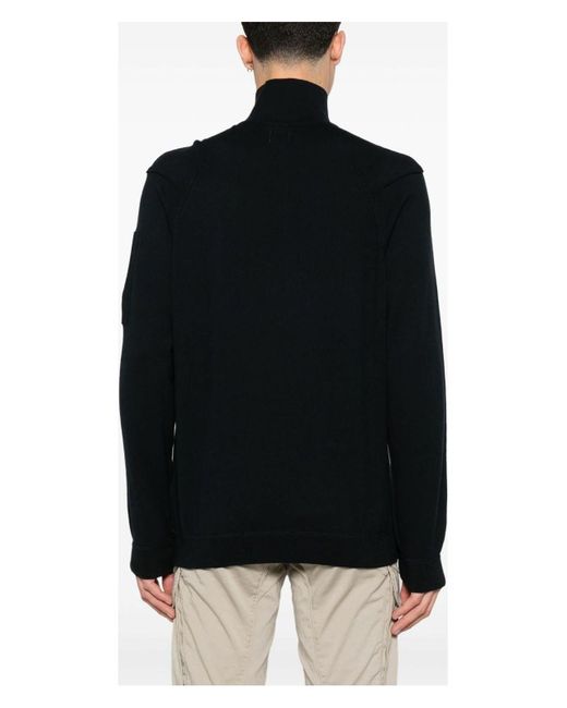 C P Company Black Sea Islandhalf Zip Lens Knit for men