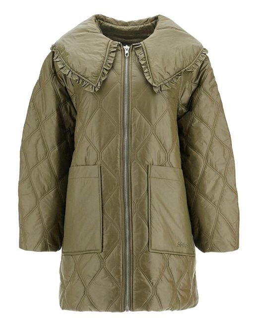 【関税＆送料込み】Ganni Quilted Midi Jacket Black Sand Black Shiny Quilt Midi Jacket | GANNI US