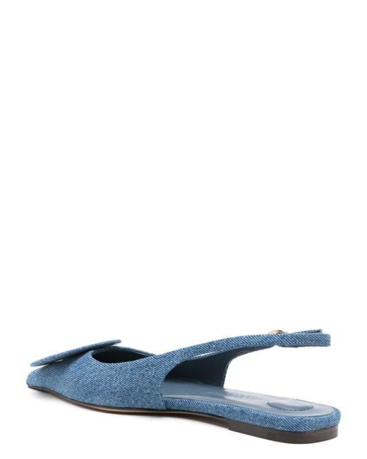 Jacquemus Blue Cotton Slingback Ballet Flats