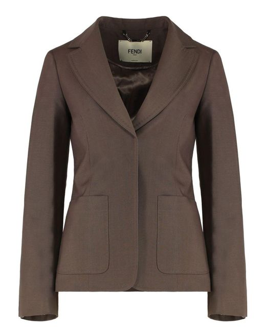 Fendi Brown Wool-Mohair Blend Blazer