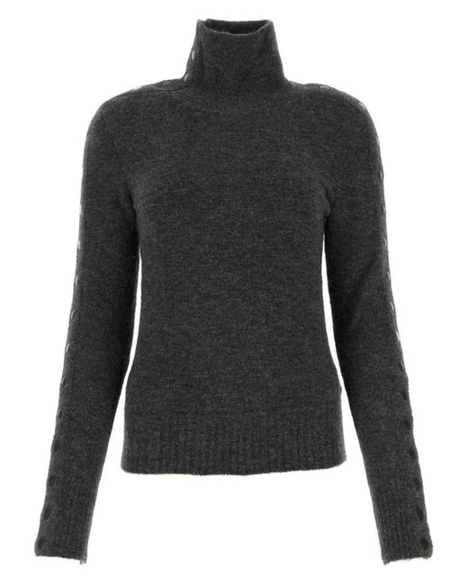 Isabel Marant Black Anthracite Nylon Blend Malo Sweater