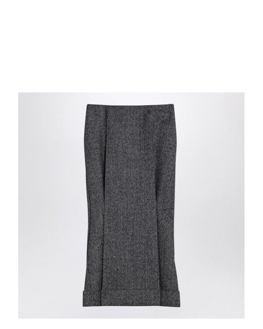 Prada Gray Wool Weave Midi Skirt