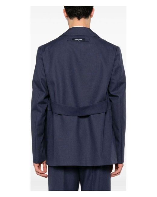 Fendi Blue Single-Breasted Virgin Wool Jacket