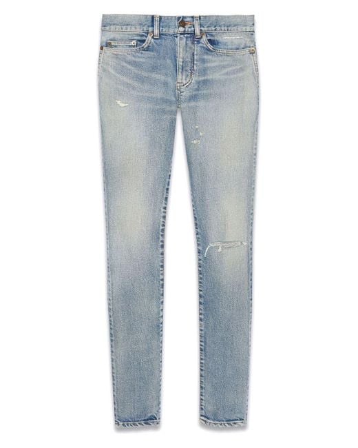 Saint Laurent Blue Stretchy Cotton Blend Jeans for men