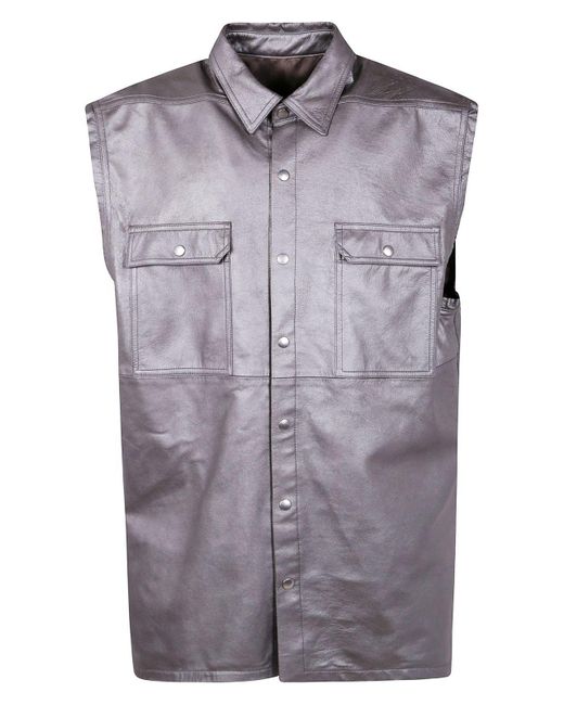 Rick Owens Purple Jumbo Sleevesless Leather Jacket for men