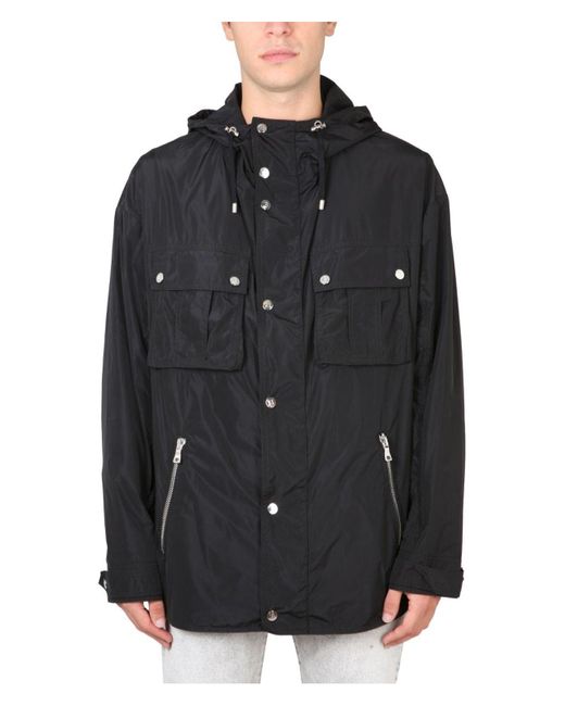 Balmain Black Giacca Con Cappuccio for men