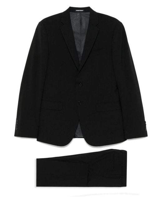 Emporio Armani Black Wool Double-Breasted Suit for men
