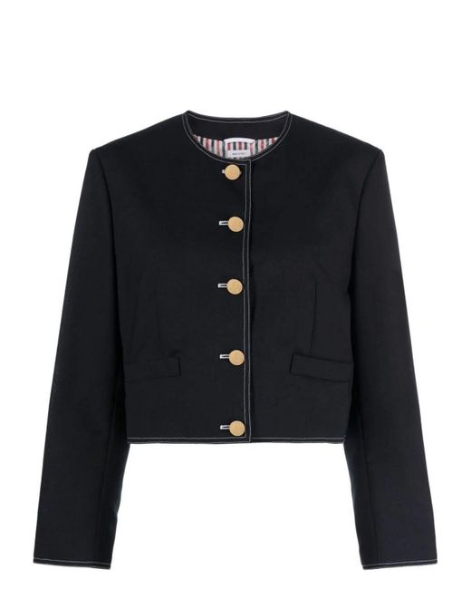 Thom Browne Box Pleat Cardigan Jacket in Black | Lyst UK