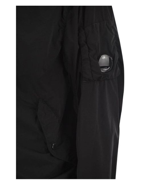 C P Company Black Nycra-R Bomber Jacket With Lens for men