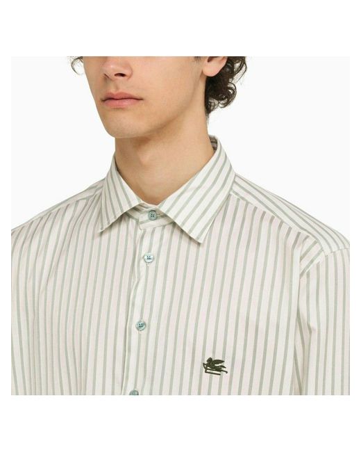 Etro White Striped Long Sleeved Shirt for men