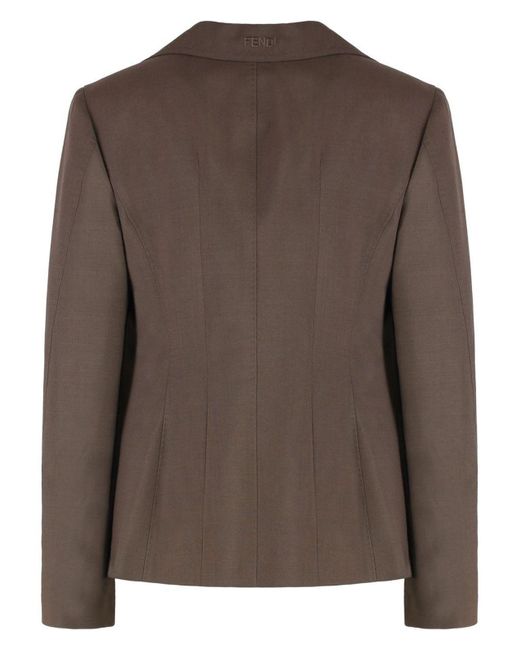 Fendi Brown Wool-Mohair Blend Blazer