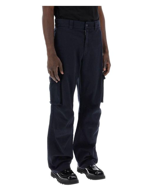 Dolce & Gabbana Blue Cargo Pants With Logo Plaque for men