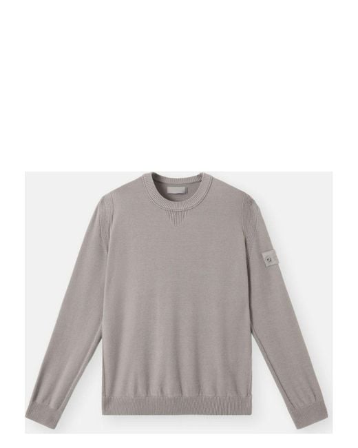 Stone Island Gray Light Sleeve Logo Patch Sweater for men