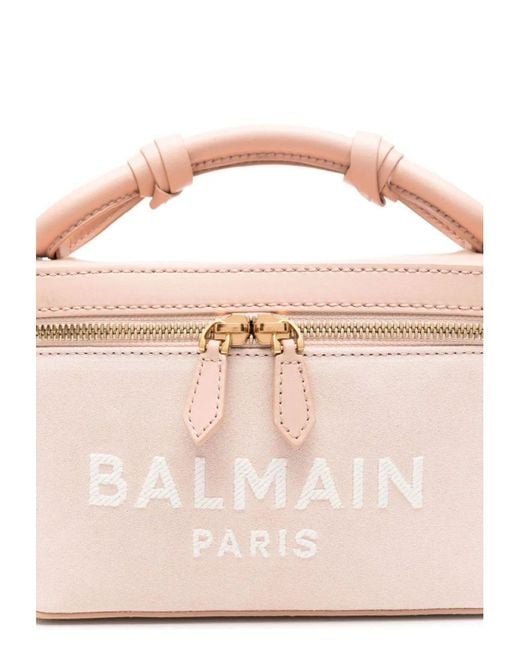 Balmain Pink B-Army Vanity Case-Suede Leather&Logo