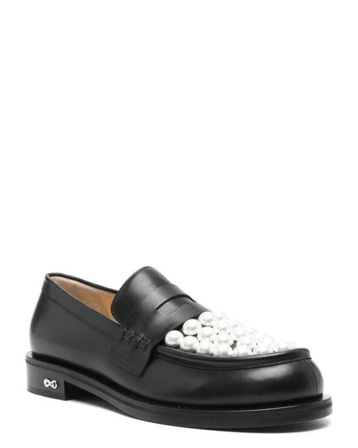 Mach & Mach Black Sirene Bicolour Pearl Loafers