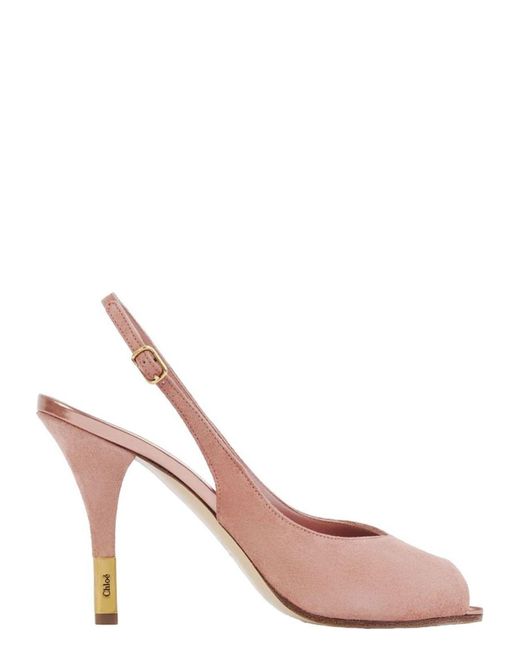 Chloé Pink Heeled Flower Sandal