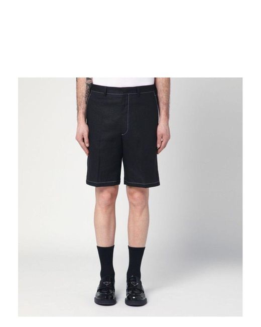 Prada Gray Linen Bermuda Shorts for men