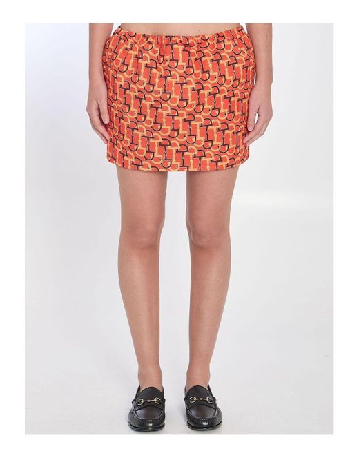 Gucci Orange Printed Mini Skirt