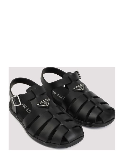 Prada Rubber Sandals in Black for Men | Lyst