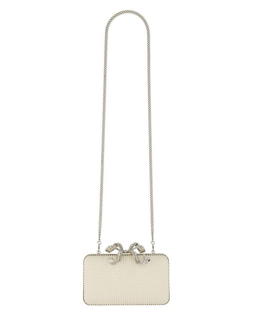 Self-Portrait Natural Pearl Box Clutch Bag