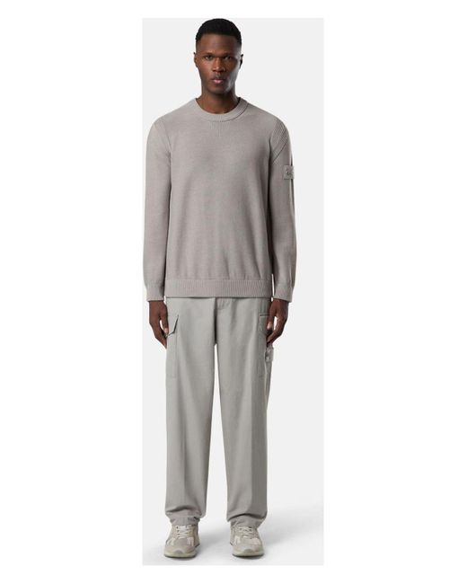 Stone Island Gray Light Sleeve Logo Patch Sweater for men