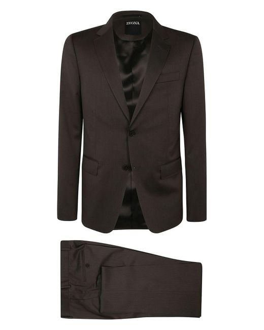 Zegna Black Pure Wool Suit for men