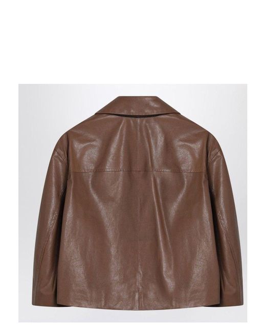 ジャケット Brunello Cucinelli Brown cropped leather jacket Brunello Cucinelli Cropped Leather Jacket in Brown | Lyst